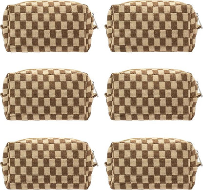 Brown & Tan Checkered Make-up Bag Bundle